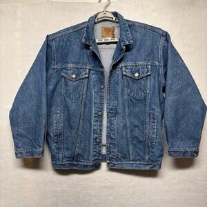 GAP Vintage 1980s 1990s Denim Oversized Trucker Blue Jean Jacket Mens Size M